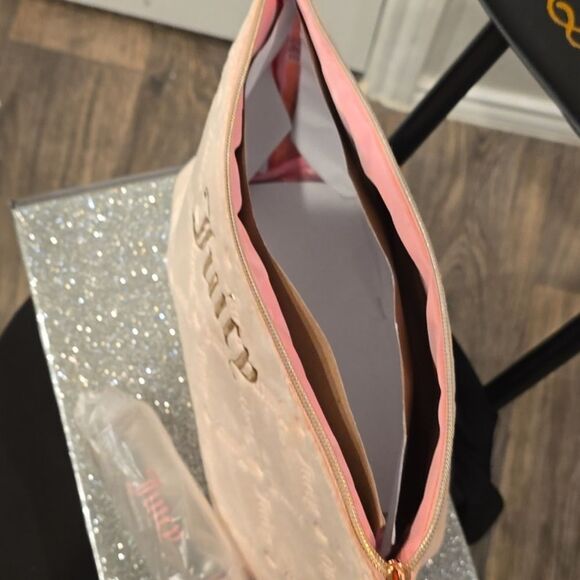 Juicy Couture Diagonal Logo Velour Cosmetic Pouch - Picture 7 of 8